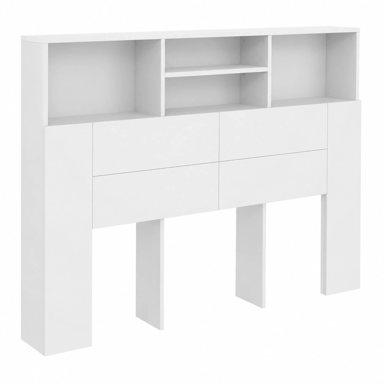 Moderner Kopfteilschrank aus Holz in Weiß, 140 x 19 x 103,5 cm