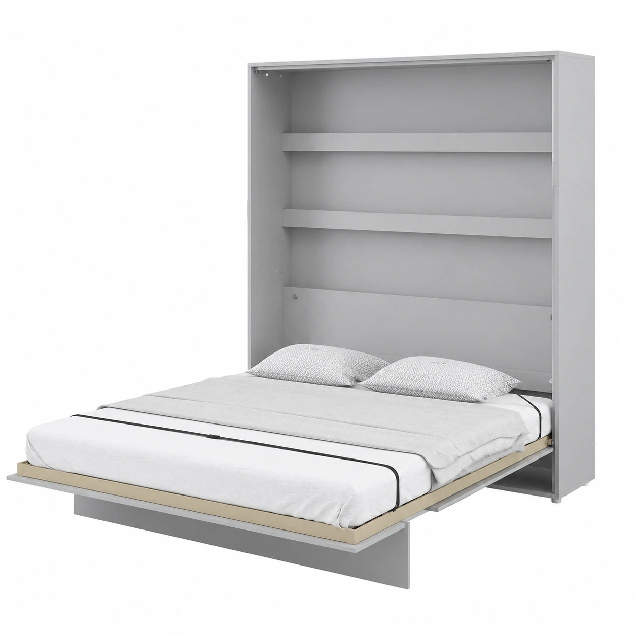 MEBLINI Vertikales Wandbett mit Schrank und Lattenrost, Grau Matt, 180x200 cm