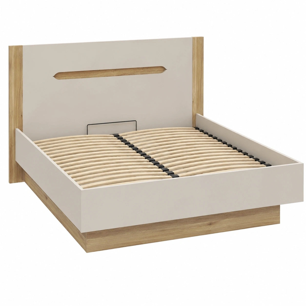 Modernes Doppelbett 180 cm mit Stauraum, Kaschmir Holzdekor