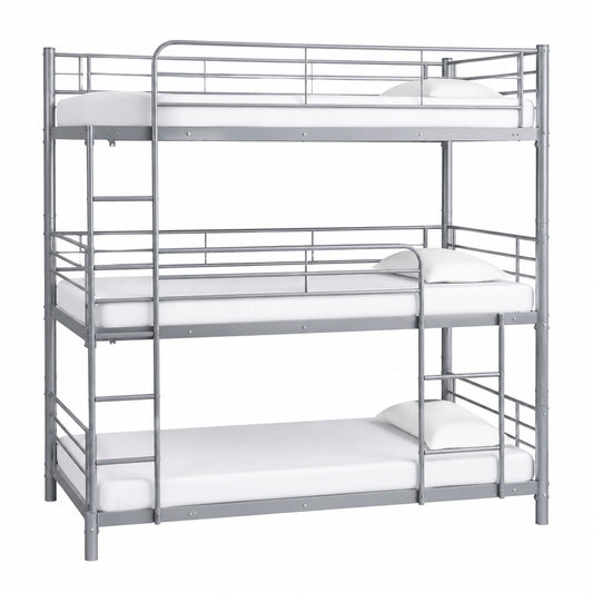 Metall-Etagenbett Havin für 3 Personen, 90 x 190 cm, Grau